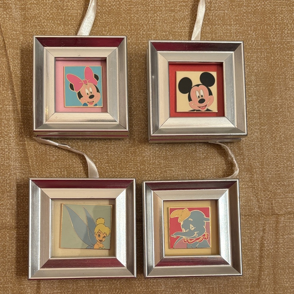 Disney 2006 trading pins framed 3.5”x3.5 Vintage Collectible